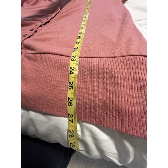ZENANA Long Knit Cardigan Sweater with Pockets and Snap Buttons Pink XL - Picture 10 of 10